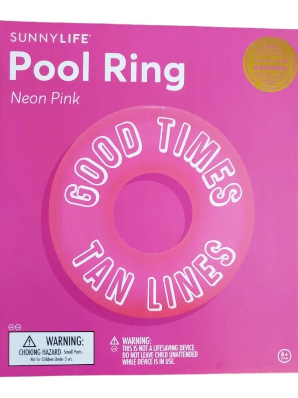 SUNNYLiFE Pool Ring Neon Pink "Brand New" Good Times and Tan Lines